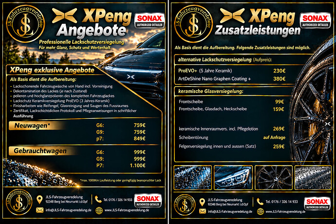 XPeng Fahrzeugveredelung Angebote & Zusatzleistungen